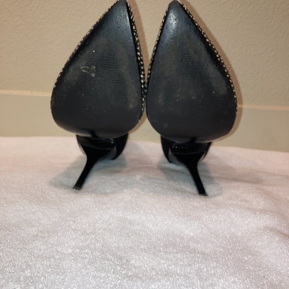 Steve Madden Varcityy Black & White Snakeskin Print Leather Stiletto Pump Heel - Picture 7 of 8